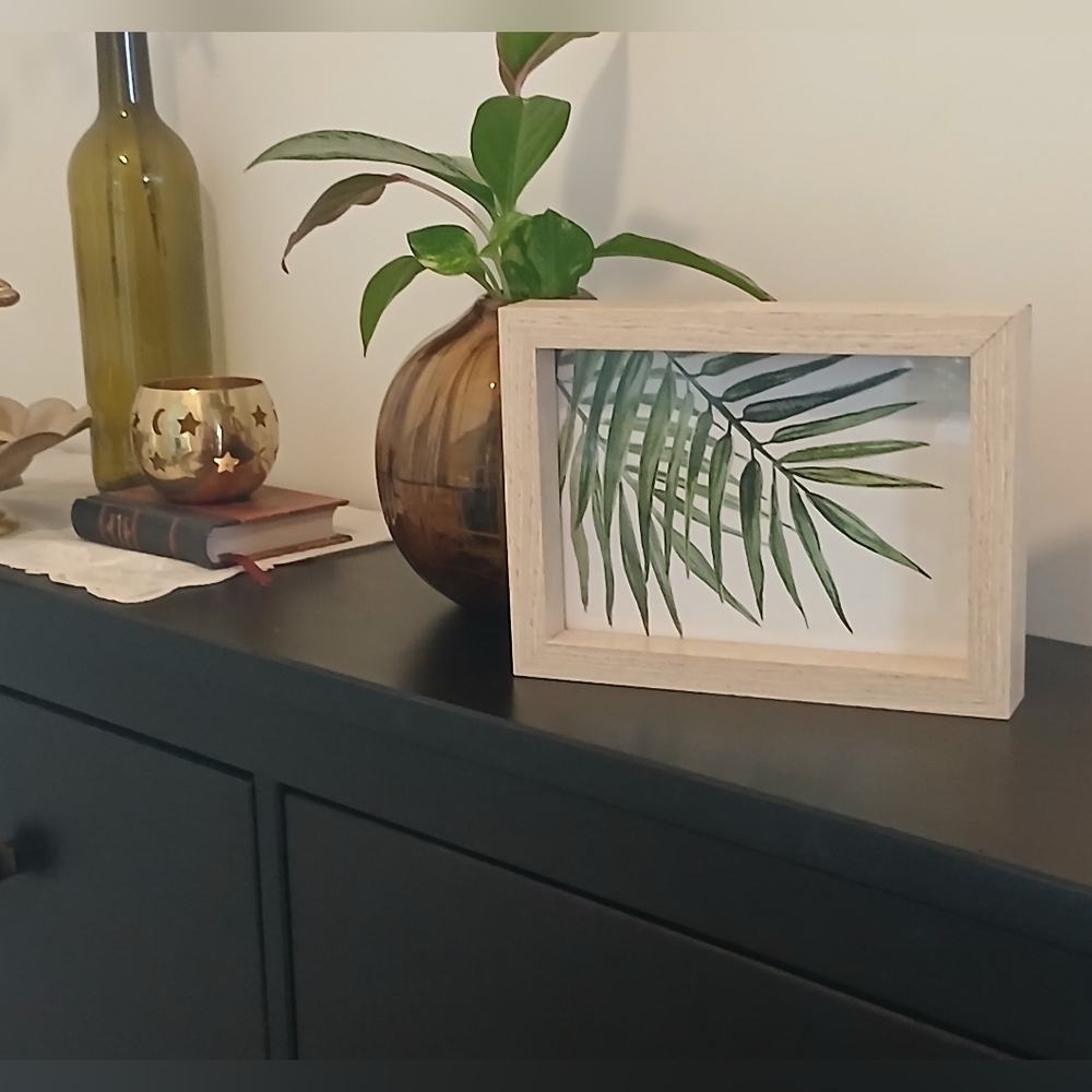 🍁2/30🍁Framed Green Leaf Artwork Tropical Leaf
